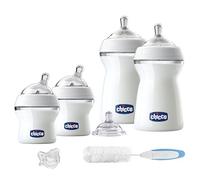 Chicco, NaturalFeeling, Il Mio Primo Set, con 2 Biberon 150 ml Flusso Lento, 2 Biberon 250 ml Flusso Medio, 1 Tettarella Flusso Regolabile, 1 Ciuccio Gommotto e 1 Scovolino per Biberon, 0 Mesi+, Regalo Nascita