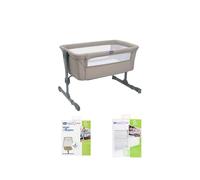 Chicco Next2Me Essential Starter Bundle con Next2Me Essential Comodino Culla, Coprimaterasso Night Breeze e Culla Set 2 Pezzi 2 Lenzuola Dune