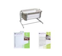 Chicco Next2Me Magic Evo Starter Bundle con Next2Me Magic Evo Comodino Culla, Coprimaterasso igienico in spugna e set 2 pezzi 2 lenzuola Desert Taupe