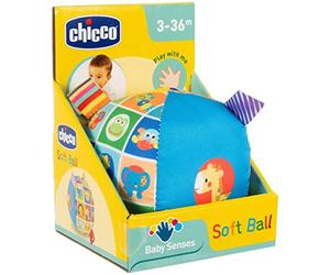 Chicco, Palla Soft in Tessuto Morbido, con Tessuti ed Etichette Diverse, per le Prime Attività del Bambino, Multicolore, 3-36 Mesi