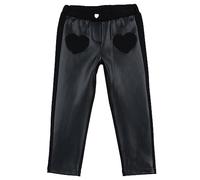 Chicco, Pantalone per bambina in finta pelle con tasche a cuore, Nero, 11/12 anni