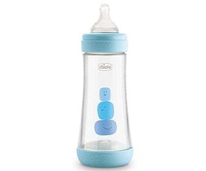 Chicco Perfect 5 Biberon Anticolica, Bimbo, 300 ml, Silicone, 3 Fori, Azzurro
