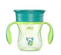 Chicco Perfect Cup Primo Bicchiere per Bambini 200 ml, 1 Tazza Biberon 12+ Mesi per Imparare a Bere, con Membrana in Silicone a 360° e Manici Rimovibili, senza BPA - Verde o Arancione