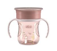 Chicco Perfect Cup Primo Bicchiere per Bambini 200 ml, 1 Tazza Biberon 12+ Mesi per Imparare a Bere, con Membrana in Silicone a 360° e Manici Rimovibili, senza BPA, Rosa