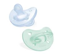 Chicco PhysioForma Ciuccio in Silicone 2-6 Mesi, 2 Pezzi, Set Gommottini 2-6 Mesi, Supportano la Respirazione Fisiologica e Favoriscono il Corretto Sviluppo della Bocca, Azzurro