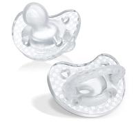 Chicco PhysioForma - Ciuccio Luxe in silicone, 16-24 mesi, con scudo alla moda, senza BPA e lattice, confezione di sterilizzazione riutilizzabile, cristallo, confezione da 2