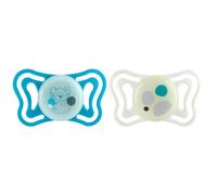 Chicco PhysioForma Light Lumi, Succhietto Luminescente al Buio, Ciuccio 16-36 Mesi, Tettarella in Silicone, Favorisce il Corretto Sviluppo della Bocca, 2 Pezzi, Neutro