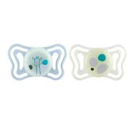 Chicco PhysioForma Light Lumi, Succhietto Luminescente al Buio, Ciuccio 2-6 Mesi, Tettarella in Silicone, Favorisce il Corretto Sviluppo della Bocca, 2 Pezzi, Neutro