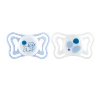 Chicco PhysioForma Light, Succhietto in Silicone 2-6 Mesi, Ciuccio Bimbo con Tettarella in Silicone, Leggero, Forma Ergonomica, Supporta il Corretto Sviluppo della Bocca, Azzurro, 2 pezzi