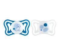 Chicco PhysioForma Light, Succhietto in Silicone 6-16 Mesi, Ciuccio Bimbo con Tettarella in Silicone, Leggero, Forma Ergonomica, Supporta il Corretto Sviluppo della Bocca, Azzurro, 2 pezzi