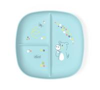 Chicco Piatto Pappa per Bebè e Bambini, Piatto Pappa con Scomparti con 3 Aree per Scoprire Nuovi Sapori, Lavabile in Lavastoviglie, Adatto per il Microonde, Senza BPA, 12+ Mesi, Azzurro