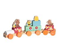 Chicco Gioco Treno degli Orsetti,Gioco in Legno, Playset con Trenino,4 simpatici personaggi e 5 blocchi colorati, Leggeri e facili da afferrare, Metodo Montessori, Gioco sensoriale per bambini,2 Anni+