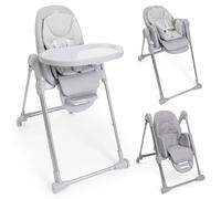 Chicco Polly Armonia Seggiolone Evolutivo Pappa per Bambini da 0 Mesi a 40 kg, Sedia Evolutiva, Seggiolone Reclinabile a Sdraietta con Altezza e Poggiapiedi Regolabili,4 Ruote,Compatto,Grigio Chiaro
