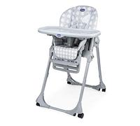 Chicco Polly Easy Seggiolone Pappa Evolutivo per Bambini da 6 Mesi a 3 Anni (15 kg), Reclinabile a Sdraietta Altezza e Poggiapiedi Regolabili, 4 Ruote, Chiusura Compatta - Giraffe, Grigio