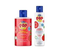 Chicco POP Set Bagnodoccia Shampoo & Balsamo Fragola, Bagnoschiuma per Bambini, Shampoo per Bambini Senza Lacrime, Profumati e Delicati, Formula Vegana, Dermatologicamente Testato, Pelli Sensibili