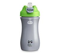 CHICCO Tazza Pop-up Bicchiere Antigoccia 350 ml Beccuccio in Silicone con Chiusura Ermetica per Bambini da 2+ Anni colore Verde