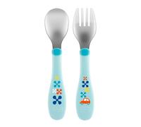 Chicco Metal Cutlery - Set Posatine in Acciaio Inox 18M+ Azzurro