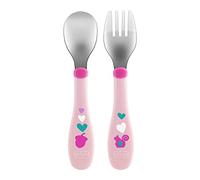 Chicco Metal Cutlery - Set Posatine in Acciaio Inox 18M+ Rosa