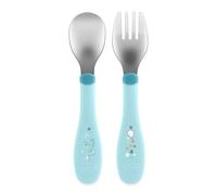 Chicco Posatine Inox, Posate Bambini, Set Pappa, Forchetta e Cucchiaio per Bambi