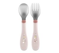 Chicco Posatine Inox, Posate Bambini, Set Pappa, Forchetta e Cucchiaio per Bambini, in Acciaio Inossidabile, Facili da Impugnare, Set Svezzamento Prima Pappa, 2 Pezzi, 18M+, Rosa