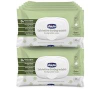 Chicco Salviette Neonato Detergenti Multiuso Biodegradabili, Senza Alcool, Adatte per Pelli Sensibili, con Fibre Naturali, Megapack da 720 Salviette, 12 Confezioni da 60 Salviettine