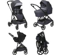 CHICCO Seety - Passeggino Trio Leggero Modulare da 0-4 Anni 0-22 Kg + Carrozzina + Seggiolino Auto i-Size colore Boston Grey