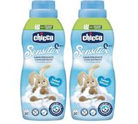 Chicco Sensitive Ammorbidente Concentrato 750ml, Ipoallergenico Cuore di Talco 0+ Mesi, Freschezza Intensa e Morbidezza Duratura, Senza Coloranti (Confezione da 2)