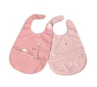 Chicco Set 2 Bavaglini Pappa Impermeabili 6m+, Bavaglia Svezzamento con Protezione Stay-Dry e Tasca Raccogli-Briciole, Chiusura Regolabile, Lavabili in Lavatrice, Grafiche Giocose Coordinabili