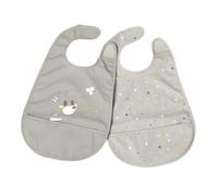 Chicco Set 2 Bavaglini Pappa Impermeabili 6m+, Bavaglia Svezzamento con Protezione Stay-Dry e Tasca Raccogli-Briciole, Chiusura Regolabile, Lavabili in Lavatrice, Grafiche Giocose Coordinabili