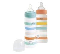 Chicco Set 2 Biberon Benessere Flusso Veloce 330 ml, con Tettarella Physio in Mo