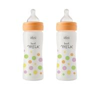 Chicco Set 2 Biberon Perfect Easy Flusso Medio, Biberon Anticolica, Riduce Rigurgito e Irritabilità, Bottiglia in Plastica da 250ml, Set Regalo, Confezione Risparmio, 2 Mesi+, Bambina
