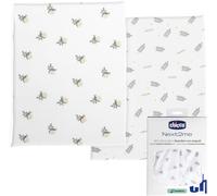 Chicco Set di Lenzuola in Fibra di Bambù, 2 Pezzi Lenzuola con Angoli, Compatibili con Materassi 50x83 cm, Fantasia con foglie e lumachine, Realizzate in Fibra di Bambù