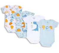 Chicco Set Body Con Maniche Corte in cotone , Body Unisex 0-24, Azzurro, Prematuro (pacco da 4)