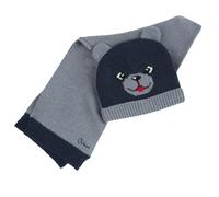 Chicco, Set composto da cappello con sciarpa in maglia misto lana, Blu e grigio (24 mesi)