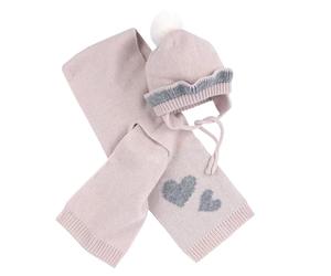 Chicco, Set composto da cappello con sciarpa in maglia misto lana per neonata, Rosa (9 mesi)