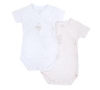 Chicco, Set costituito da 2 body con manica corta per neonata, Bianco e rosa (1 mese)