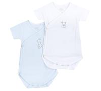 Chicco, Set costituito da 2 body con manica corta per neonato, Bianco e celeste (9 mesi)