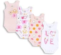 Chicco Set di 4 Body a Maniche Corte Bimba 0-24 Senza Maniche in 100% Cotone con Comoda Apertura NOS_1