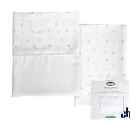 Chicco Set di Lenzuola in Fibra di Bambù, 1 Lenzuolo Superiore, 1 Lenzuolo con Angoli, 1 Federa, Compatibili con Materassi 58x110 cm, Compatibili con culla Next2Me Forever, Fantasia con foglioline