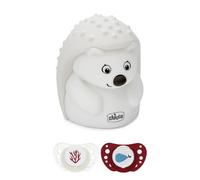 Chicco Set Luce Notturna e 2 Succhietti Air Lumi 16-36 Mesi, Luce Notturna Ricaricabile Per Bambini con 8 Luci Multicolore, Ciuccio 16-36 Mesi, Si Illumina al Buio, Tettarella in Silicone, Rosso