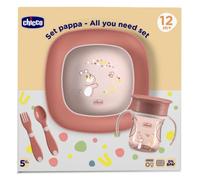 Chicco - Set Pappa Completo 12M+ Rosa Confezione 5 Pezzi