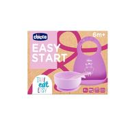 Chicco Set Pappa Easy Start Silicone 6m+ Rosa
