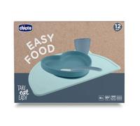 Chicco Set Pappa in Silicone Easy Food 12m+ | Set Svezzamento 4 Pezzi con Piatto Ventosa Antiscivolo, Tovaglietta, Mini Tazza con Bordo Inclinato e Cucchiaio Morbido | 100% Silicone Senza BPA