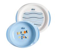 Chicco Set Piatti 12m+ Piatto Fondo e Piatto Piano Colore Blu