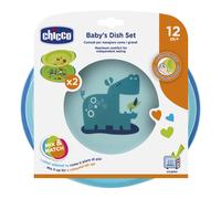 Chicco set piatti azzurro/verde 12m+