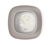 Chicco Set Piatti Bambini, Set Pappa Svezzamento con 1 Piatto Piano e 1 Ciotola, 2 Pezzi, Set piatti impilabili, salvaspazio, 12+ Mesi, Grigio