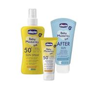 Chicco Set Protezione Solare da Viaggio, Latte Spray SPF50+ 150ML,Crema Solare M