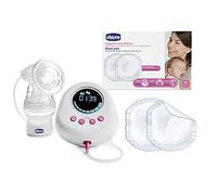Chicco Set Tiralatte Elettrico e Coppette Assorbilatte, Include Tiralatte Elettrico, Confortevole e Veloce e Coppette con Antibatterico Assorbenti e Invisibili Sotto i Vestiti, 60 PZ