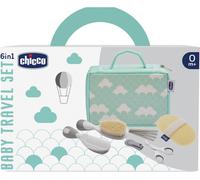 Chicco Set Viaggio Baby 6 in 1 - Spazzola Pettine Spugna Forbici Tagliaunghie Limette Azzurro