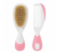 Chicco Spazzola e pettine, morbide setole naturali, colore: Rosa